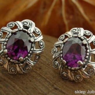 INGRID - srebrne kolczyki z ametystem
