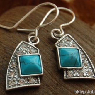 AVENIDA - srebrne kolczyki z turkusem i kryształkami