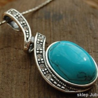 TEMPOLI - srebrny wisiorek z turkusem i kryształami