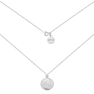 Srebrny naszyjnik z monetą : Długość - 50 cm