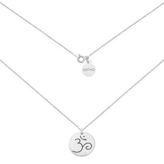 Srebrny medalion z symbolem OM : Długość - 40 cm