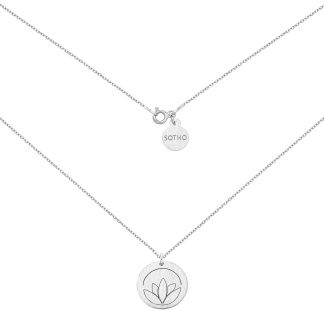 Srebrny medalion z lotosem : Długość - 70 cm