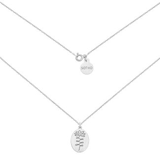 Srebrny medalion z kwiatem lotosu : Długość - 60 cm