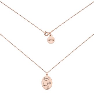 Medalion z różowego złota Face N°7 : Długość - 45 cm