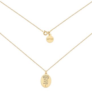 Złoty medalion z kwiatem lotosu : Długość - 50 cm