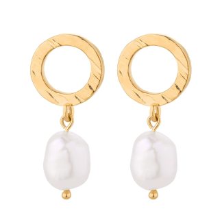 Złote kolczyki z naturalnymi perłami