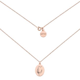 Medalion z różowego złota Face N°8 : Długość - 60 cm