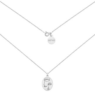 Srebrny medalion Face N°7 : Długość - 40 cm