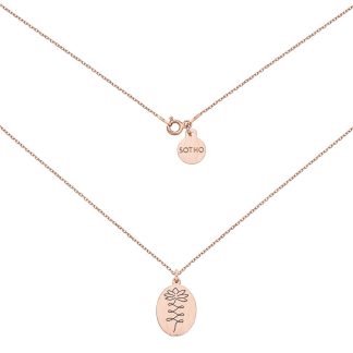 Medalion z różowego złota z kwiatem lotosu : Długość - 40 cm