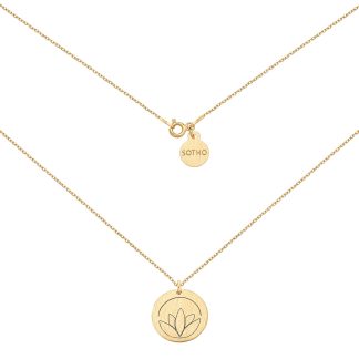 Złoty medalion z lotosem : Długość - 70 cm