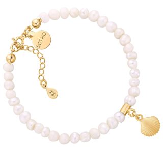 Bransoletka z pereł naturalnych ze złotą muszelką