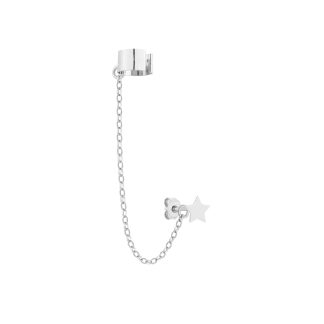 Srebrna nausznica z łańcuszkiem i gwiazdką