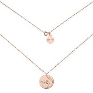 Medalion z różowego złota z symbolem serca : Długość - 60 cm