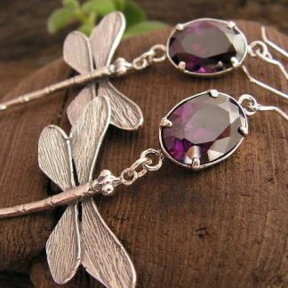 WAŻKI - srebrne kolczyki z ametystem