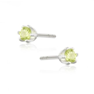 Subtelne kolczyki srebrne z oliwin - maleńkie sztyfty 3 mm