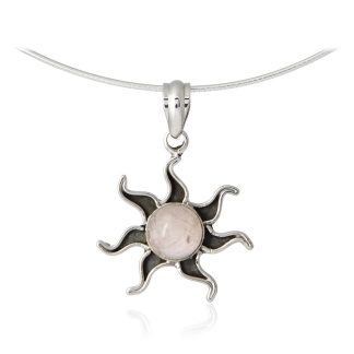 Zawieszka srebrna słoneczko z różowym kwarcem