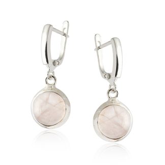 Kolczyki srebrne z różowym kwarcem na angielskim zapięciu