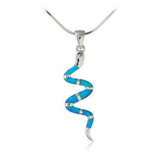 Zawieszka srebrna z niebieskim opalem wąż