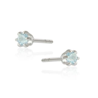 Subtelne kolczyki srebrne z topazem  - maleńkie sztyfty 3 mm