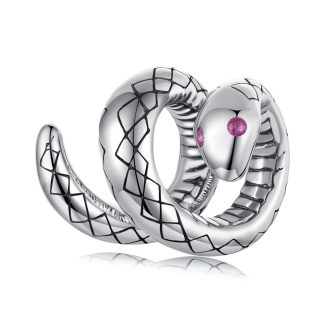 Srebrny charms wąż z różowymi oczami beads srebro 925 koralik