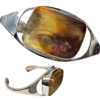 Cudna unikatowa bransoleta srebrna z bursztynem bałtyckim