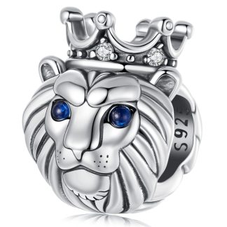 Srebrny charms LEW w KORONIE beads srebro 925 koralik
