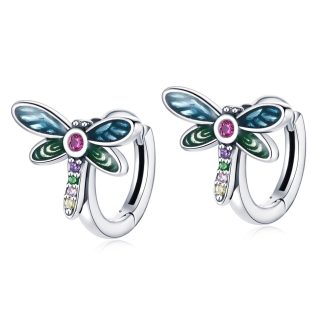 Srebrne kolczyki z kolorowymi ważkami zatrzaski srebro 925