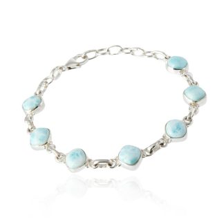 Śliczna bransoletka srebrna z naturalnym larimarem