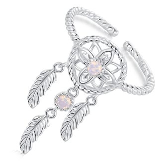 Srebrny pierścionek regulowany łapacz snów srebro 925