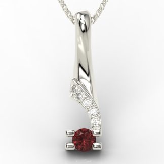 Wisiorek z białego złota z granatem i diamentami JPW-66B