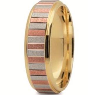 Obrączka z żółtego, białego i czerwonego złota ST-172ZBC-k