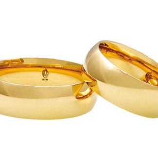 Obrączki ślubne klasyczne zaokrąglone, 6mm z żółtego złota (para) ŁK-24 EXTRA Light