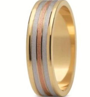Obrączka z żółtego, białego i czerwonego złota ST-143ZBC-m