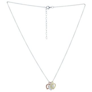 Srebrny naszyjnik z pozłacanymi sercami z cyrkonią