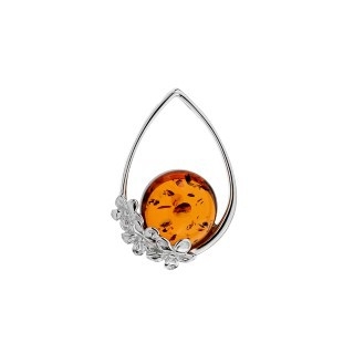 Srebrna zawieszka z bursztynem -   uśmiech z raju