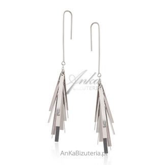 Kolczyki srebrne - srebrne frędzle  - biżuteria włoska