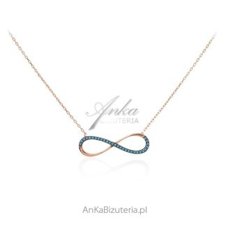 Srebrny naszyjnik pozłacany różowym złotem  z niebieskimi turkusami