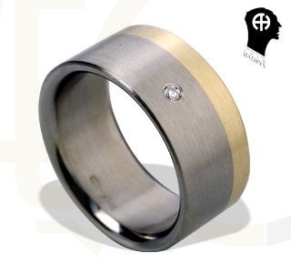 Pierścień z tytanu HADRYŚ "Sabina biczowana" 0,03 ct H/Si