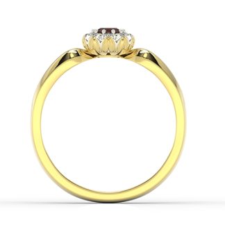 Pierścionek z żółtego i białego złota z granatem i cyrkoniami AP-42ZB-C