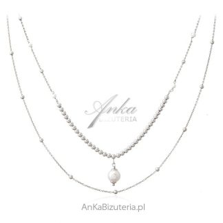 Srebrny naszyjnik z perełkami - elegancka biżuteria włoska