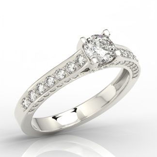 Pierścionek z białego złota z cyrkoniami LP-50B-C