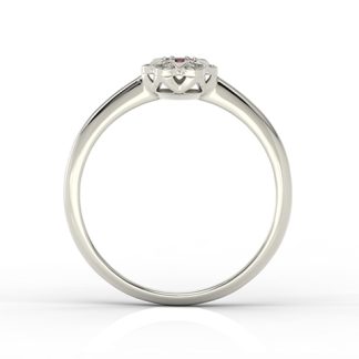 Pierścionek z białego złota z rubinem i diamentami JP-87B