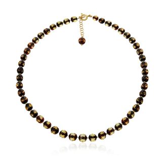 Naszyjnik srebrny pozłacany z zielonym fasetowanym bursztynem