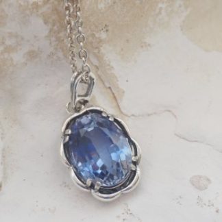 Niebieskie Serce Oceanu nat. szafir wisior srebro