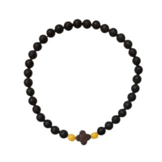 Bransoletka z kulek bursztynowych matowych z koniczynką