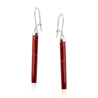 Kolczyki srebrne wiszące z koralowcem