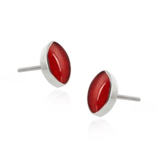 Kolczyki srebrne z czerwonym koralowcem - łezki