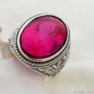 Męski Sygnet Srebrny z Unikatowym Rubinem 17.70 ct