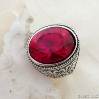 Szafir z Cejlonu - srebrny sygnet z unikatowym kam