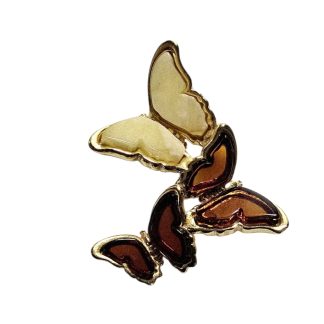 Srebrna zawieszka pozłacana  z bursztynem pr. 925 motyle